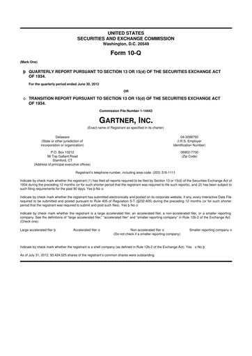 Thumbnail Gartner 10-Q Quarterly Report FY2012 