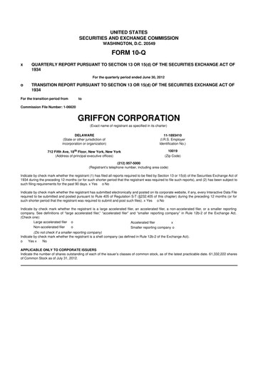 Thumbnail Griffon Corporation
 10-Q Quarterly Report FY2012 