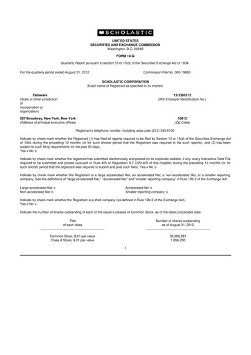 Thumbnail Scholastic 10-Q Quarterly Report FY2013 