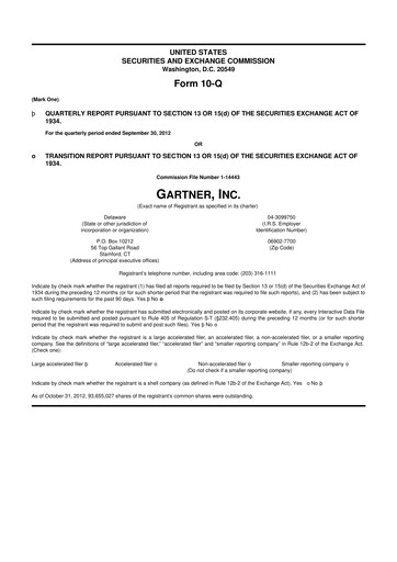 Thumbnail Gartner 10-Q Quarterly Report FY2012 