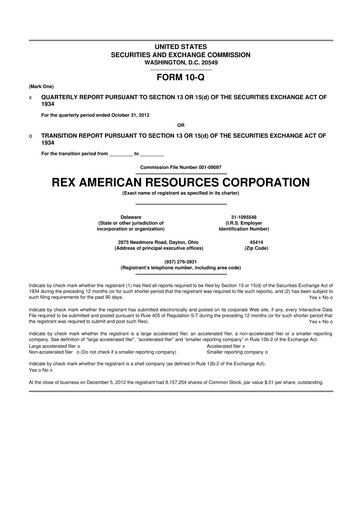 Thumbnail REX American Resources
 10-Q Quarterly Report FY2013 
