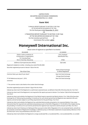 Thumbnail Honeywell 10-K Annual Report 2012