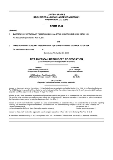 Thumbnail REX American Resources
 10-Q Quarterly Report FY2013 