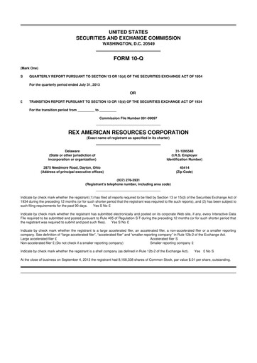Thumbnail REX American Resources
 10-Q Quarterly Report FY2013 
