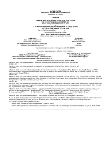 Vorschaubild First Horizon Corporation 10-K Jahresbericht 2013