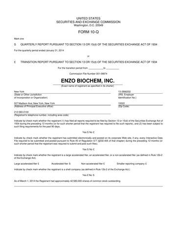 Thumbnail Enzo Biochem 10-Q Quarterly Report FY2014 