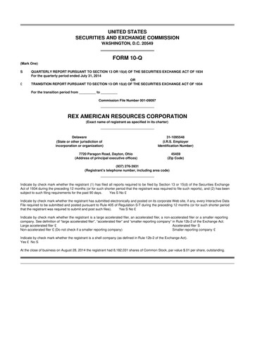 Thumbnail REX American Resources
 10-Q Quarterly Report FY2014 