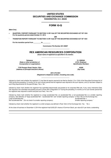 Thumbnail REX American Resources
 10-Q Quarterly Report FY2014 