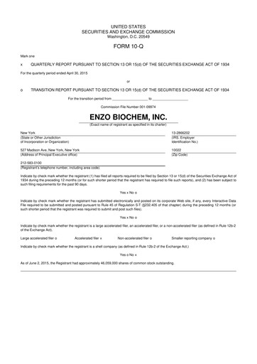 Thumbnail Enzo Biochem 10-Q Quarterly Report FY2015 