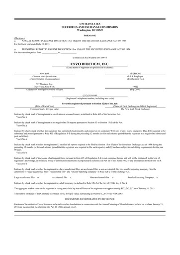 Thumbnail Enzo Biochem 10-K Annual Report 2015