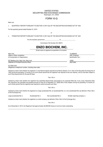 Thumbnail Enzo Biochem 10-Q Quarterly Report FY2015 