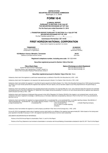 Vorschaubild First Horizon Corporation 10-K Jahresbericht 2016