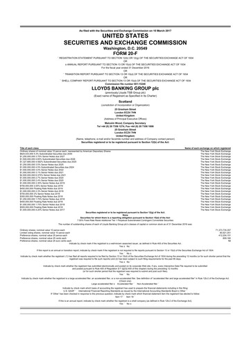 Thumbnail Lloyds Banking Group
 20-F Annual Report 