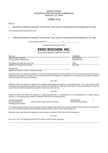 Thumbnail Enzo Biochem 10-Q Quarterly Report FY2017 