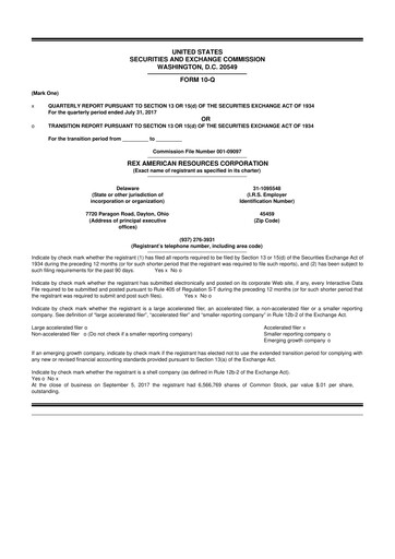 Thumbnail REX American Resources
 10-Q Quarterly Report FY2017 
