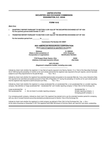 Thumbnail REX American Resources
 10-Q Quarterly Report FY2017 