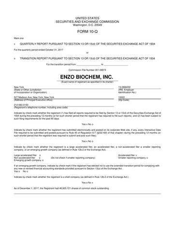 Thumbnail Enzo Biochem 10-Q Quarterly Report FY2018 
