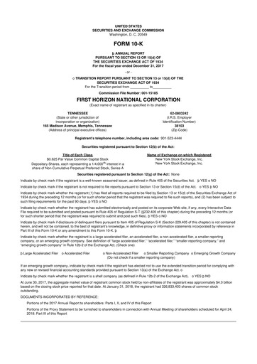 Vorschaubild First Horizon Corporation 10-K Jahresbericht 2017