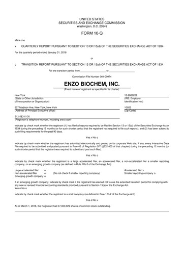 Thumbnail Enzo Biochem 10-Q Quarterly Report FY2018 