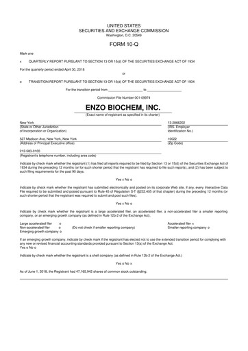 Thumbnail Enzo Biochem 10-Q Quarterly Report FY2018 