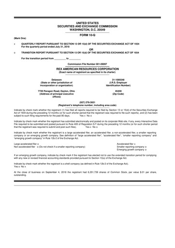 Thumbnail REX American Resources
 10-Q Quarterly Report FY2018 