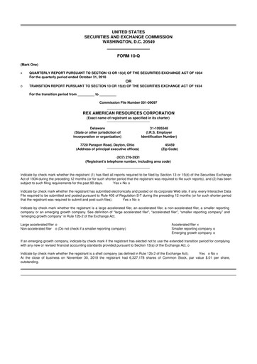 Thumbnail REX American Resources
 10-Q Quarterly Report FY2018 