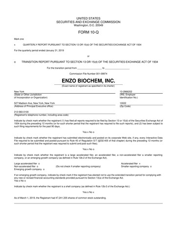 Thumbnail Enzo Biochem 10-Q Quarterly Report FY2019 