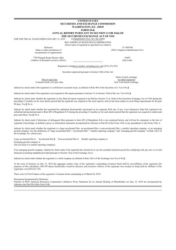 Thumbnail REX American Resources
 10-K Annual Report 2018