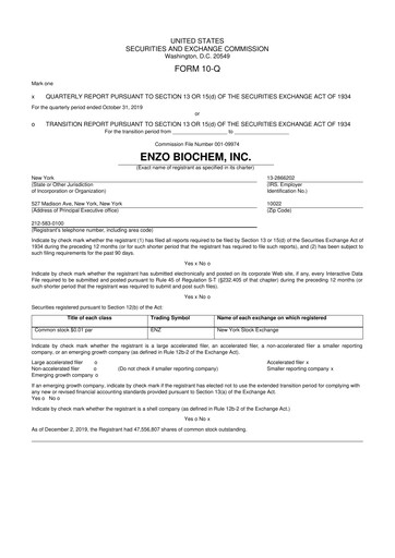 Thumbnail Enzo Biochem 10-Q Quarterly Report FY2019 