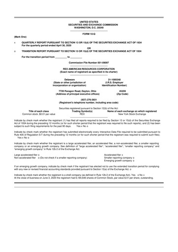 Thumbnail REX American Resources
 10-Q Quarterly Report FY2020 