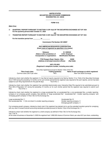 Thumbnail REX American Resources
 10-Q Quarterly Report FY2020 