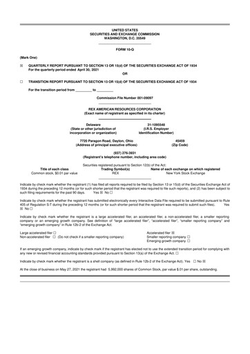 Thumbnail REX American Resources
 10-Q Quarterly Report FY2021 