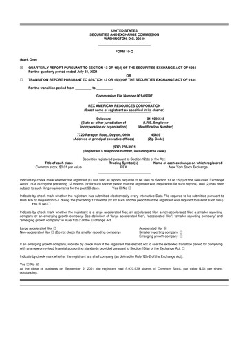 Thumbnail REX American Resources
 10-Q Quarterly Report FY2021 
