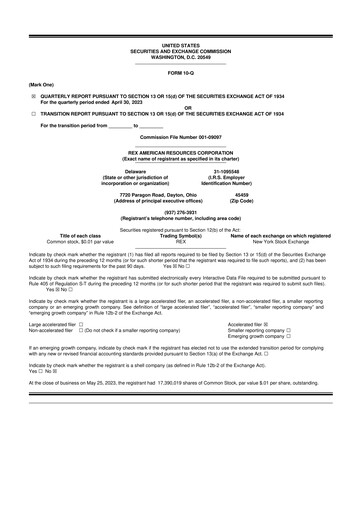 Thumbnail REX American Resources
 10-Q Quarterly Report FY2023 