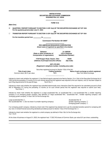 Thumbnail REX American Resources
 10-Q Quarterly Report FY2023 