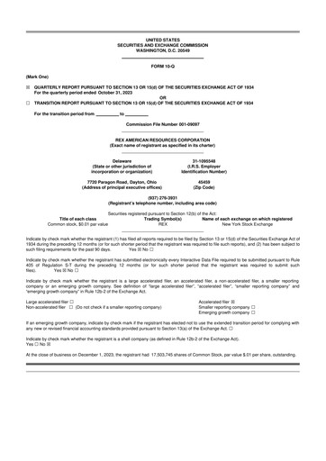 Thumbnail REX American Resources
 10-Q Quarterly Report FY2023 