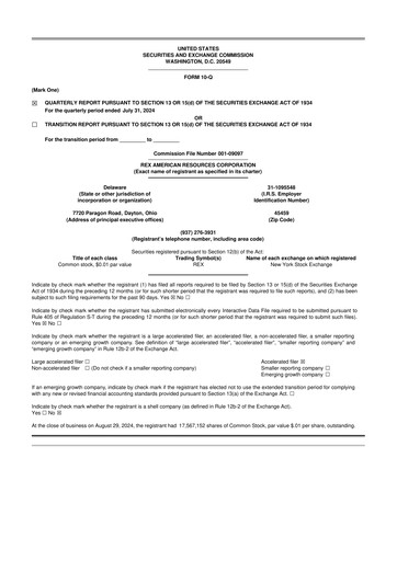 Thumbnail REX American Resources
 10-Q Quarterly Report FY2024 