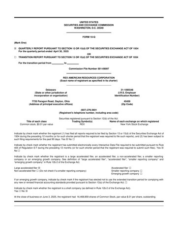 Thumbnail REX American Resources
 10-Q Quarterly Report FY2025 