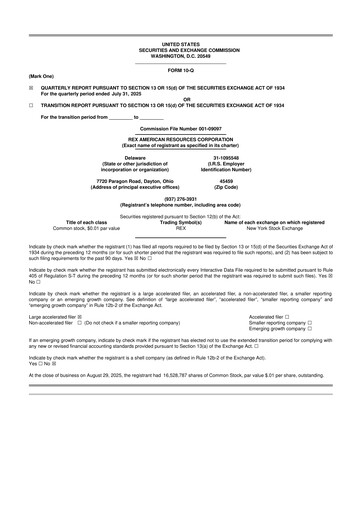 Thumbnail REX American Resources
 10-Q Quarterly Report FY2025 