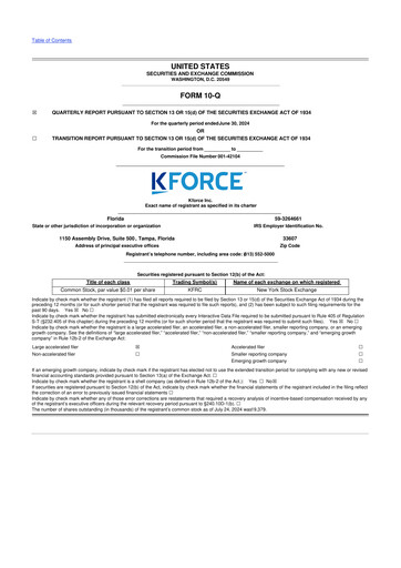 Thumbnail Kforce 10-Q Quarterly Report FY2024 