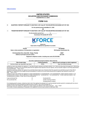 Thumbnail Kforce 10-Q Quarterly Report FY 