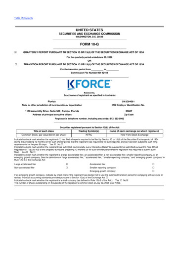 Thumbnail Kforce 10-Q Quarterly Report FY2026 