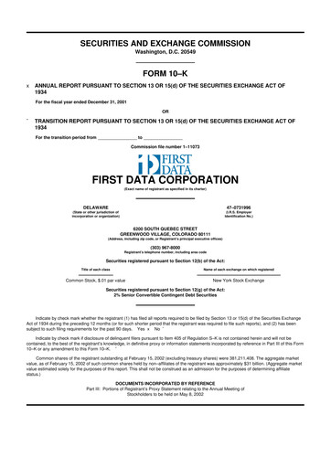 Thumbnail First Data Corporation 10-K Annual Report 