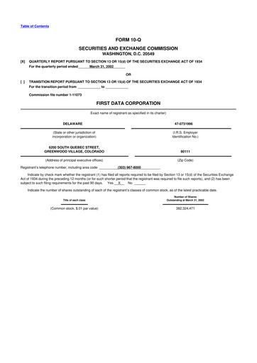 Thumbnail First Data Corporation 10-Q Quarterly Report FY 