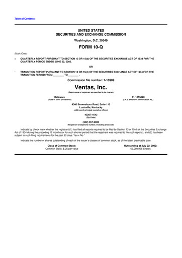 Miniature Ventas 10-Q Rapport trimestriel  