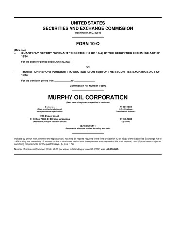 Thumbnail Murphy Oil
 10-Q Quarterly Report FY 