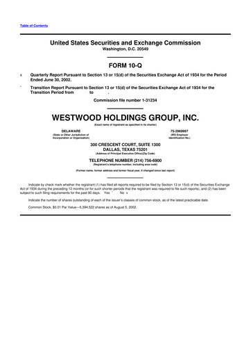 Thumbnail Westwood Holdings Group 10-Q Quarterly Report FY 