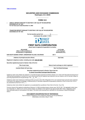 Thumbnail First Data Corporation 10-K Annual Report 