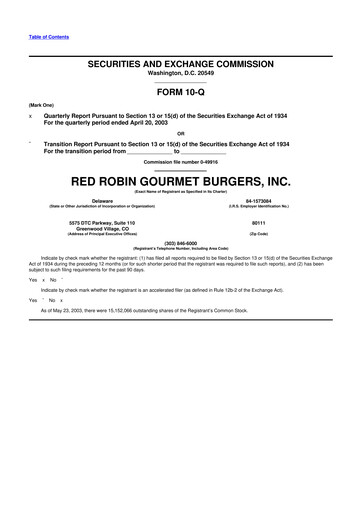 Thumbnail Red Robin
 10-Q Quarterly Report FY 