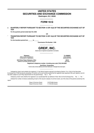 Thumbnail Greif 10-Q Quarterly Report FY 